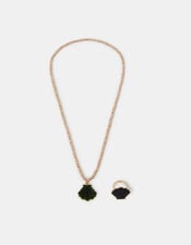 Shell Mood Ring and Necklace Set, , large