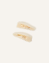 Pearly Snap Hair Clips Set of Two, , large