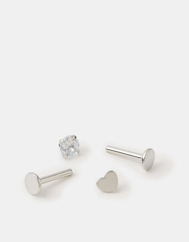 2-Pack Surgical Steel Heart Flatback Studs, , large