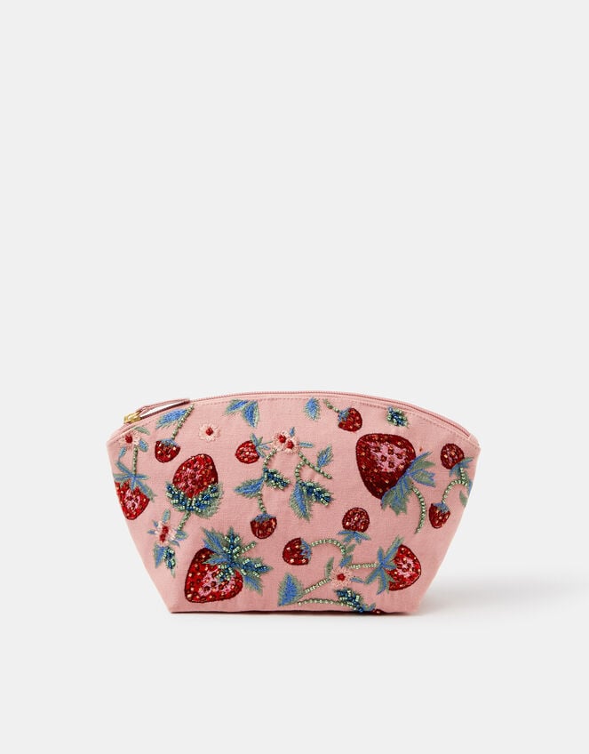 Embellished Strawberry Make Up Bag, , large