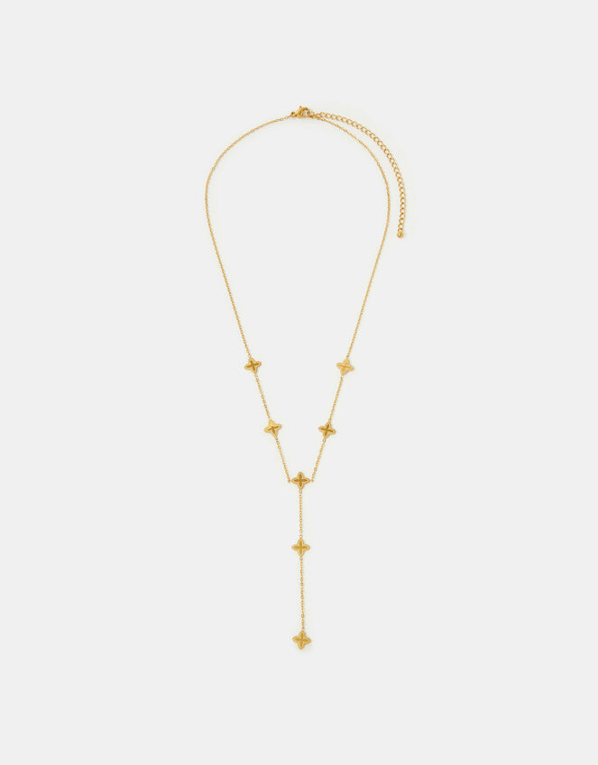 Stainless Steel Clover Lariat Necklace, , large