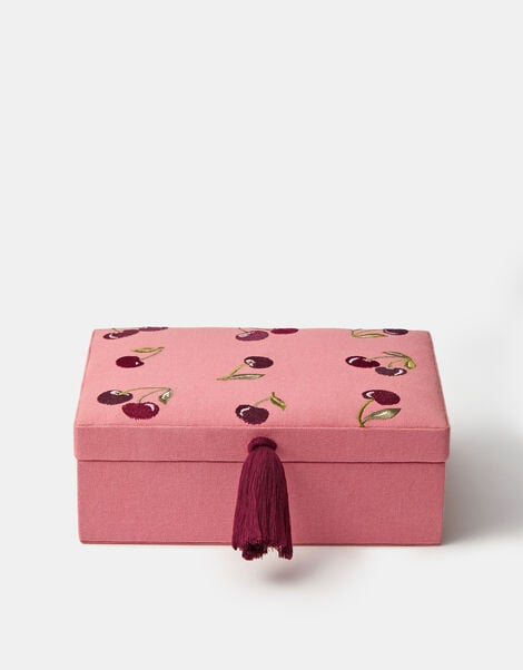 Cherry Embroidered Jewellery Box, , large