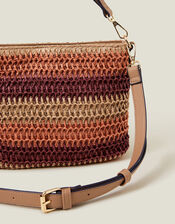 Stripe Raffia Cross-Body Bag, , large
