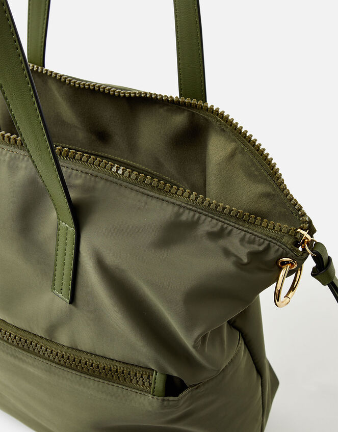 Nadine Nylon Tote Bag, Green (KHAKI), large