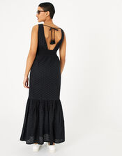 Broderie Maxi Dress, Black (BLACK), large