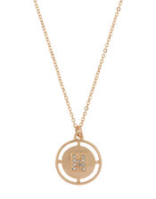 Sparkle Initial Coin Pendant Necklace - N, , large