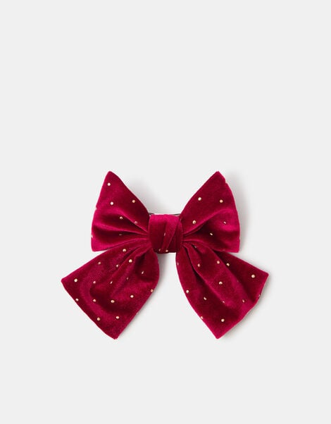 Girls Velvet Bow Hair Clip, , large