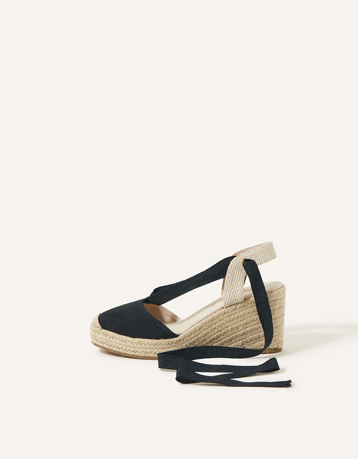 Tie-Up Espadrille Wedges Black