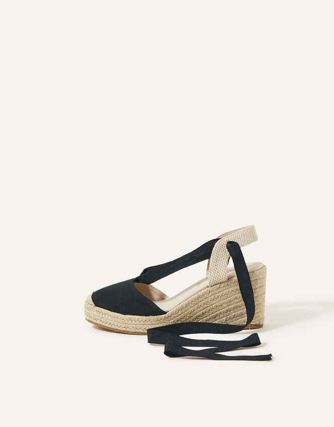 Tie-Up Espadrille Wedges, Black (BLACK), large