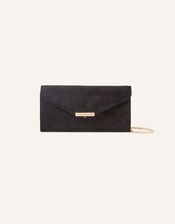 Suedette Envelope Clutch Bag, Black (BLACK), large