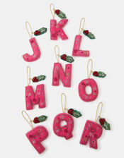 Embellished Initial Christmas Tree Decoration, Pink (PINK), large