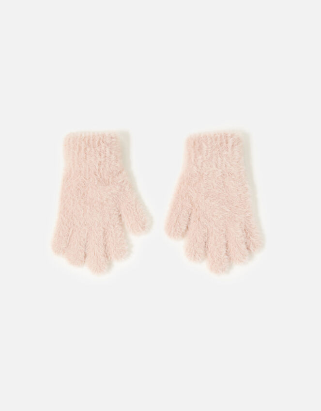 Girls Fluffy Gloves , Pink (PINK), large