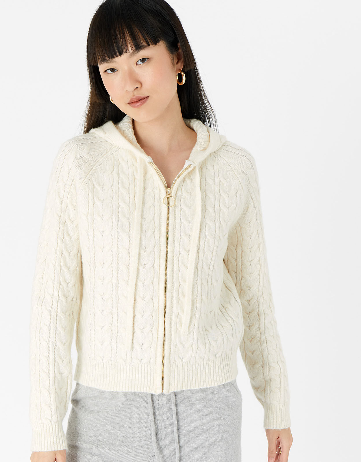 Knitted zip hoodie store