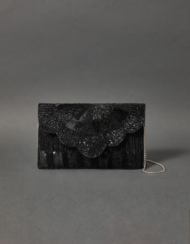 Beaded Scallop Clutch Bag, , large