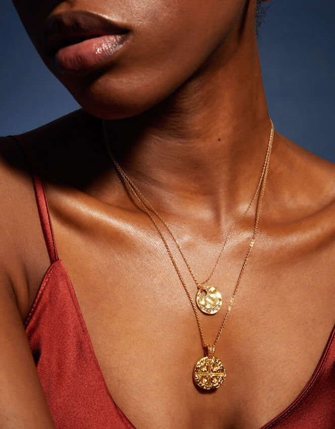 14ct Gold-Plated Coin Pendant Necklace, , large