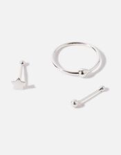 Sterling Silver Star Nose Stud Set, , large