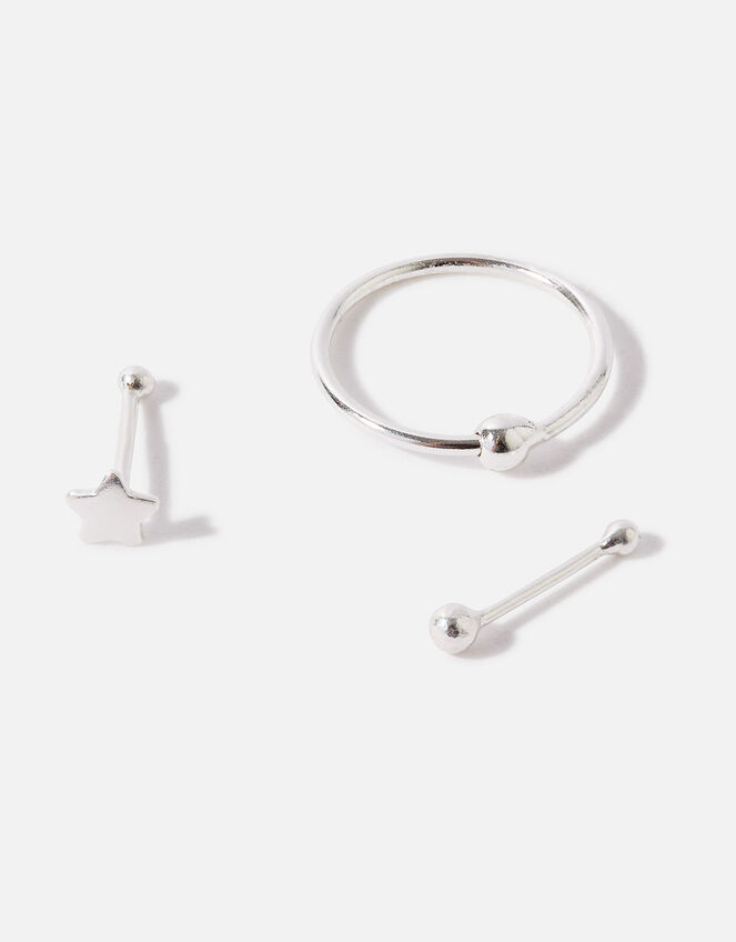 Sterling Silver Star Nose Stud Set, , large