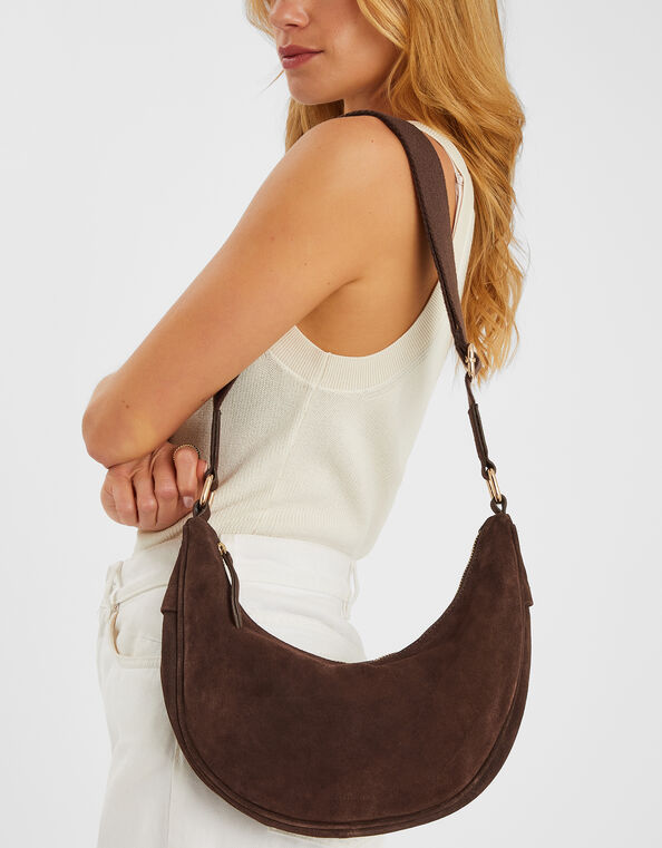 Suede Sling Crossbody Bag, , large