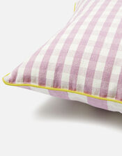 Gingham Contrast Edge Cushion Cover, Purple (LILAC), large