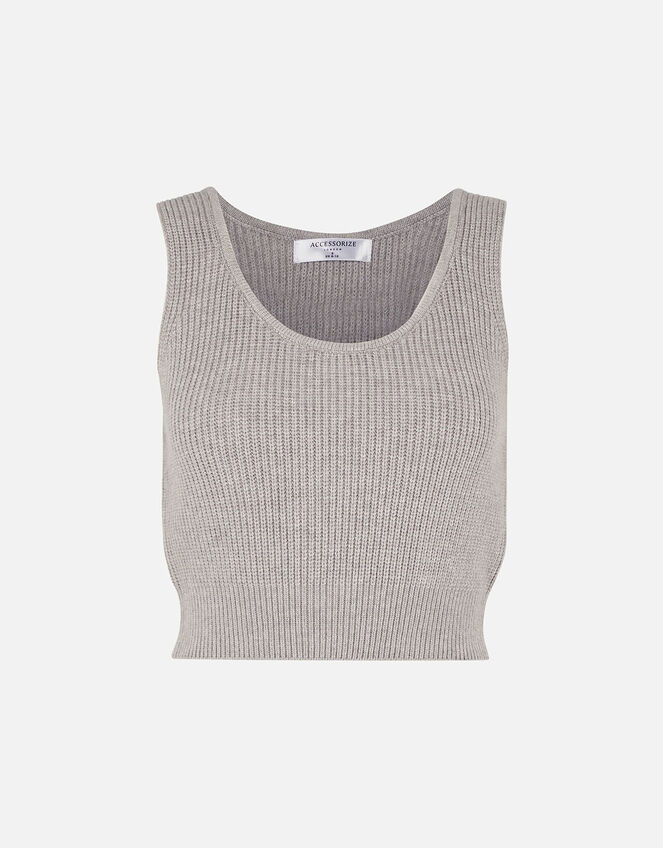 Rib Knit Lounge Crop Top, Grey (LIGHT GREY), large