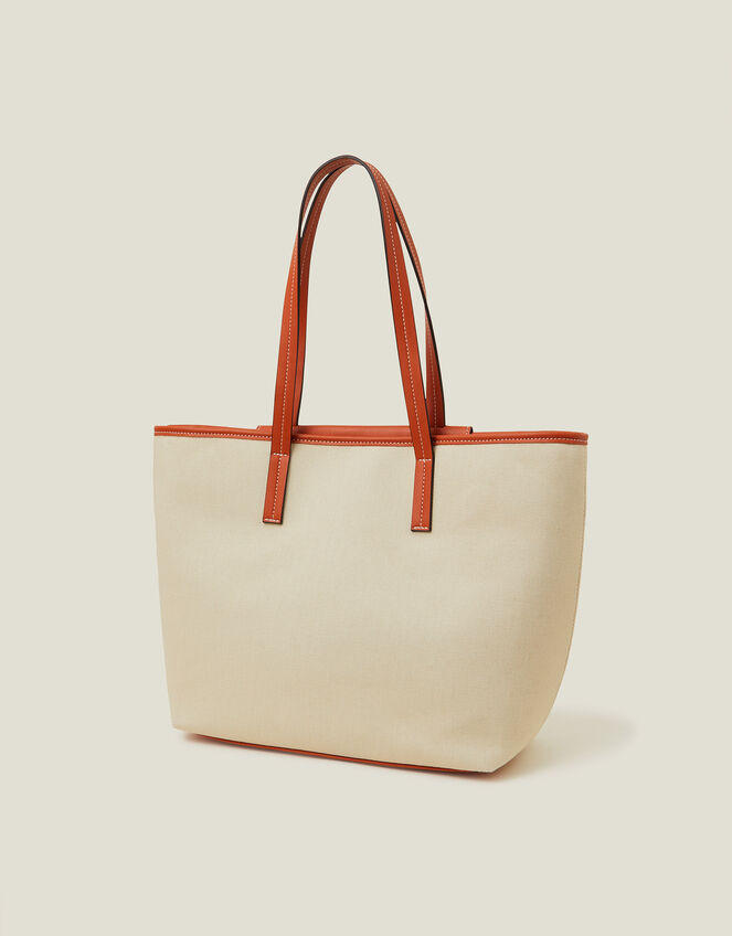 Faux Leather Canvas Tote Bag, , large