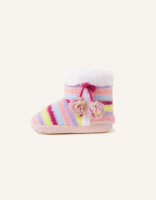 Girls Stripe Slipper Boots, Multi (BRIGHTS-MULTI), large