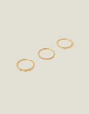 3-Pack 14ct Gold-Plated Sparkle Ring, Gold (GOLD), large