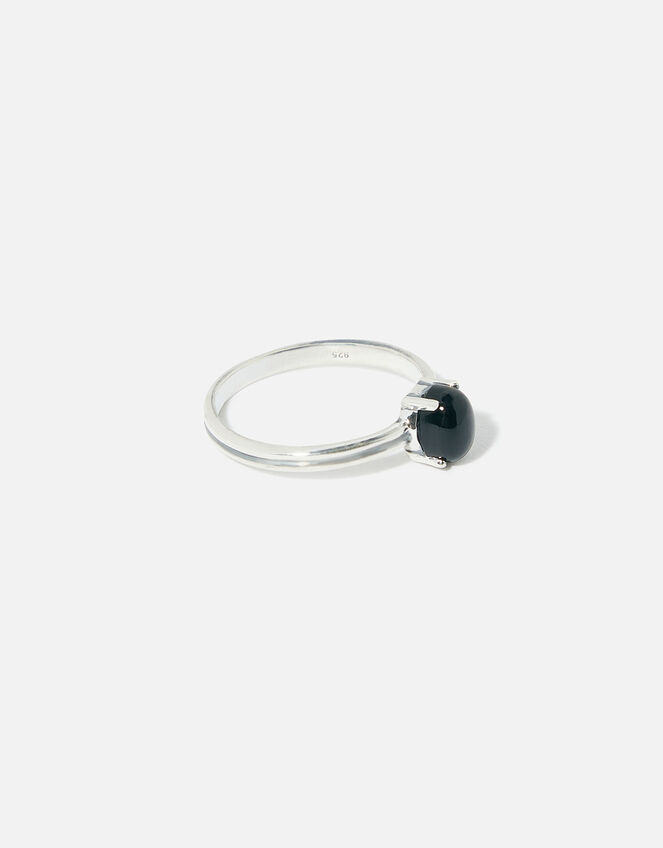 Sterling Silver Oxidised Black Onyx Ring, Silver (ST SILVER), large