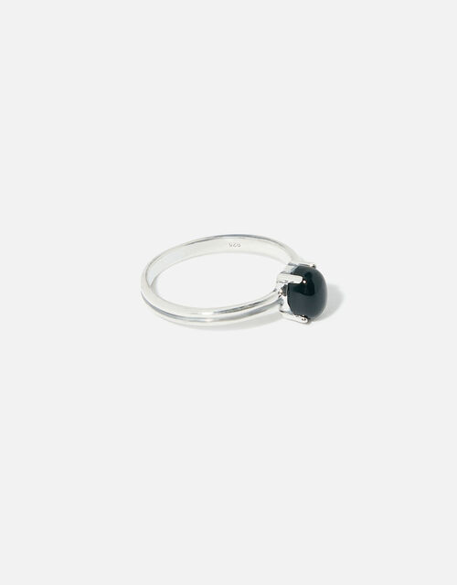 Sterling Silver Oxidised Black Onyx Ring, Silver (ST SILVER), large