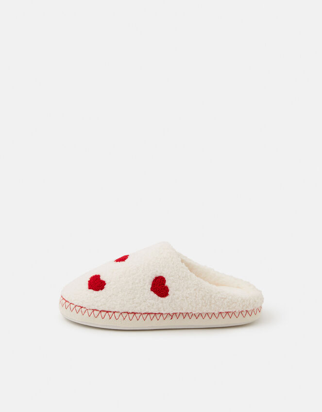 Heart Teddy Mule Slippers, Cream (CREAM), large
