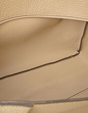 Faux Leather Pleated Shoulder Bag, Mink (MINK), large