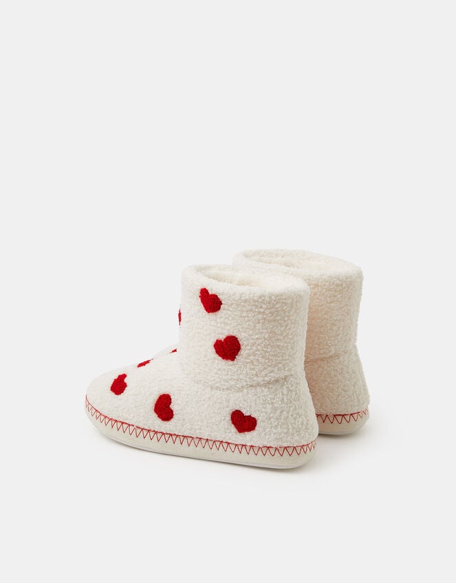Heart Print Slipper Boots, Cream (CREAM), large