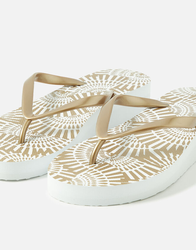 Wedge Flip Flops, Gold (GOLD), large