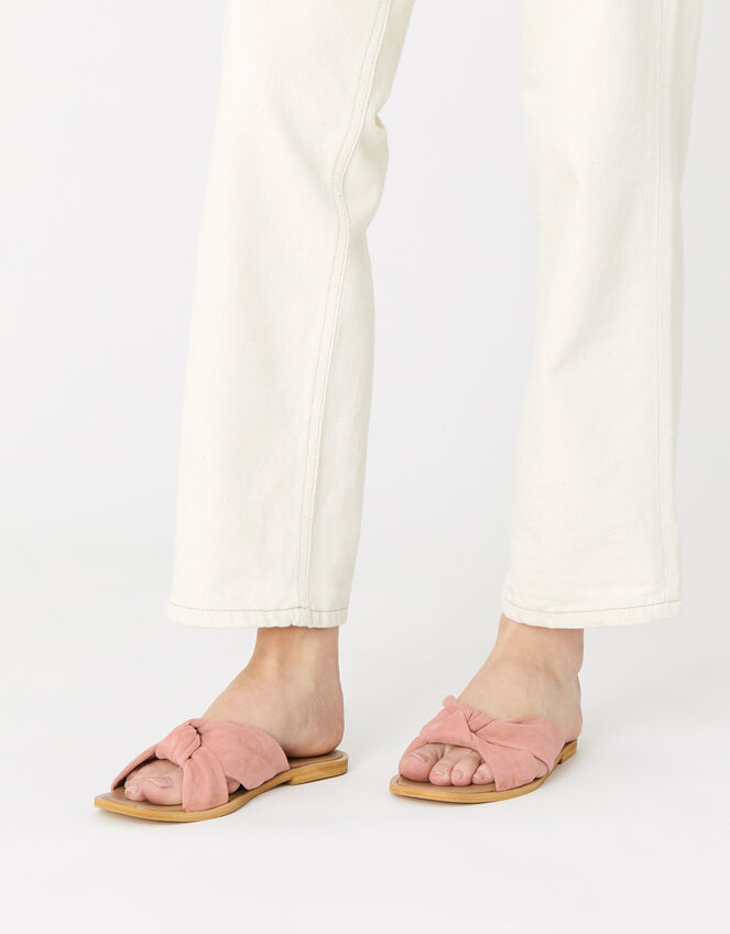Leather Knotted Sliders , Pink (PINK), large