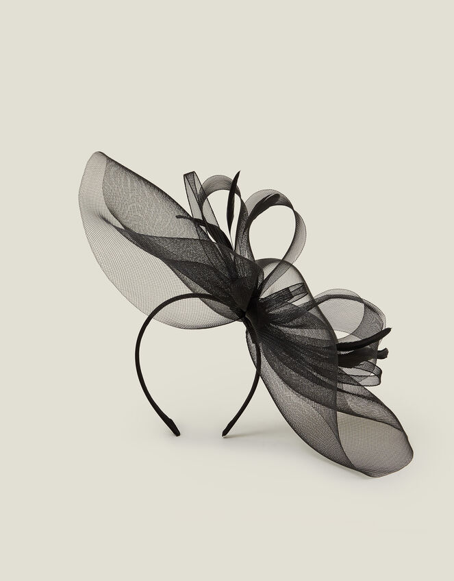 Large Crin Fascinator, Black (BLACK), large