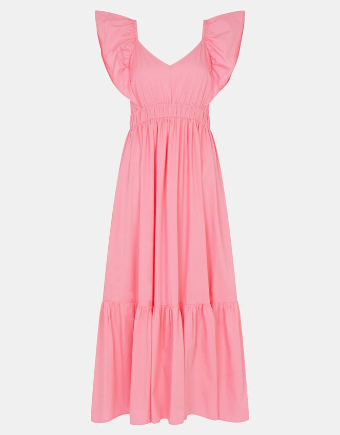 Ruffle Cotton Midi Dress, Pink (PINK), large