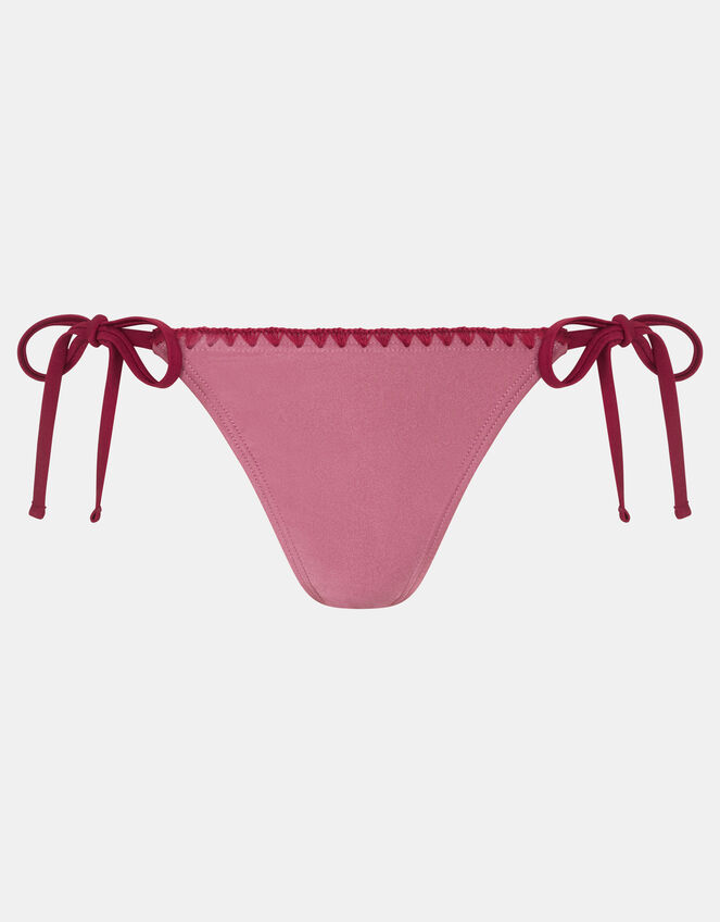 Whipstitch Tie Side Bikini Bottoms, Pink (PINK), large