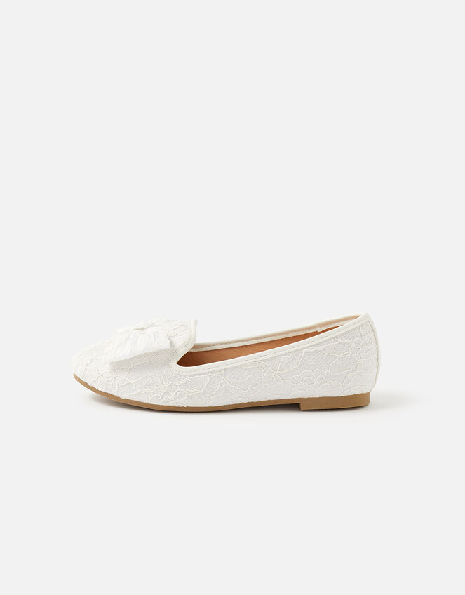 Lace Bow Slippers, Natural (IVORY), large
