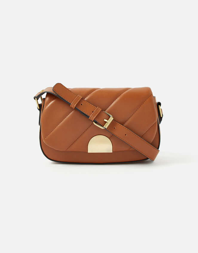 Lara Quilted Shoulder Bag, Tan (TAN), large