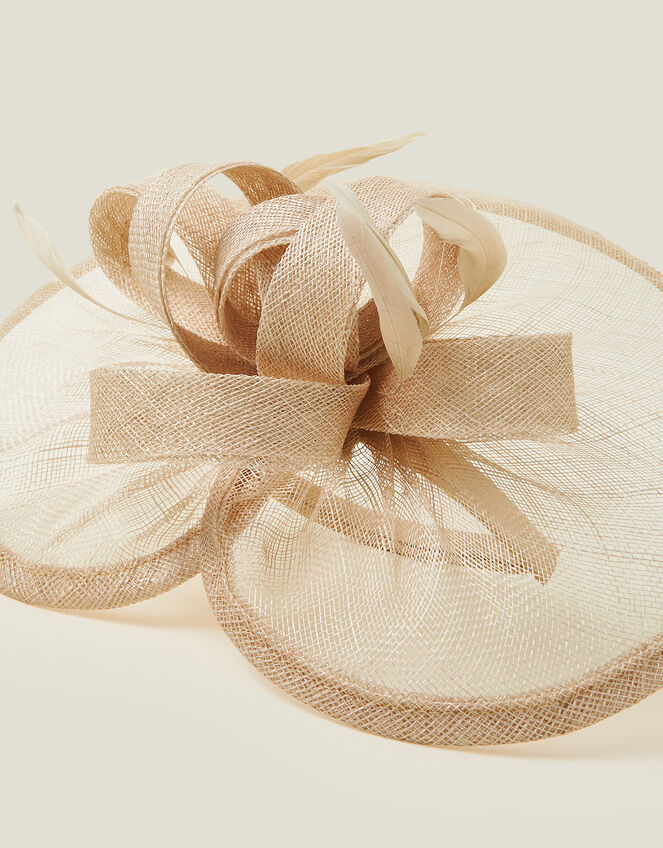 Bow Disc Fascinator, Natural (CHAMPAGNE), large