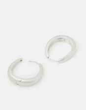 Sterling Silver-Plated Chunky Oval Hoops, , large
