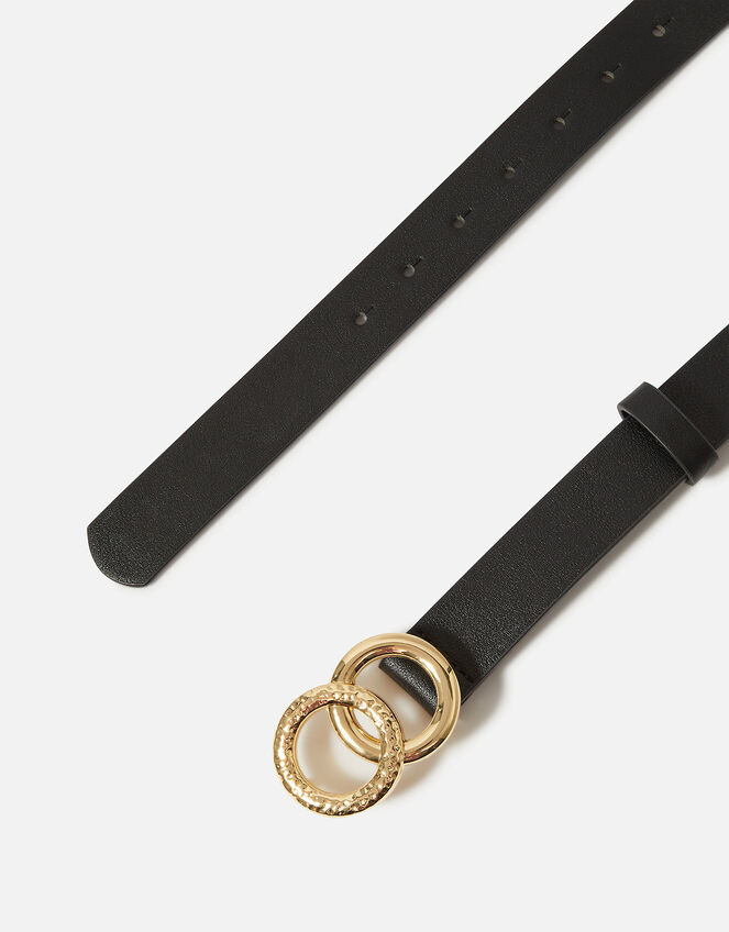 Skinny Double Hoop Belt, Black (BLACK), large