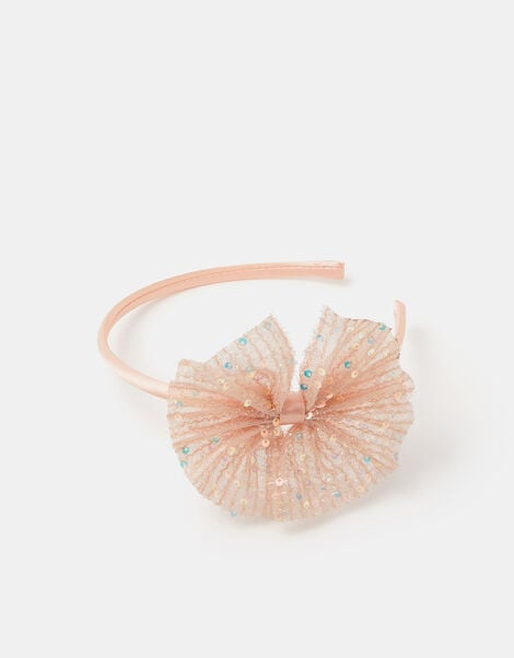 Girls Sequin Bow Headband, , large