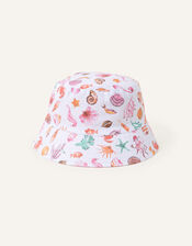 Shell Print Bucket Hat, White (WHITE), large