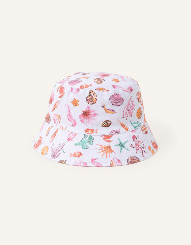 Shell Print Bucket Hat, White (WHITE), large