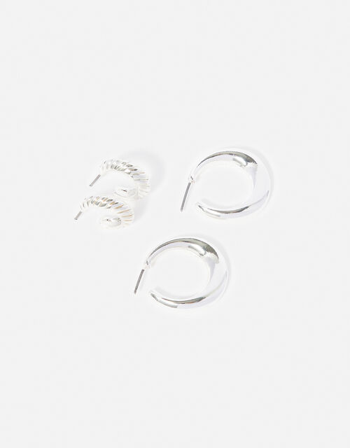 Twisted and Huggie Chunky Hoops, , large