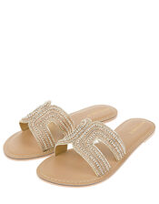 Bella Beaded Sliders, Gold (GOLD), large