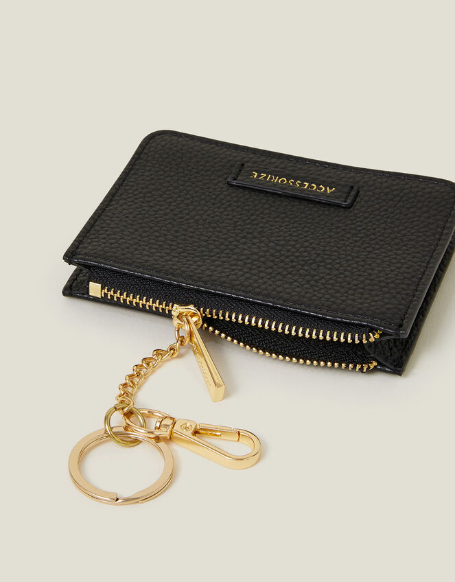 Faux Leather Key Chain Purse, Black (BLACK), large