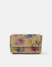 Floral Bead Embellished Clutch Bag, , large
