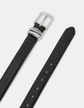 Faux Croc Skin Belt , Black (BLACK), large